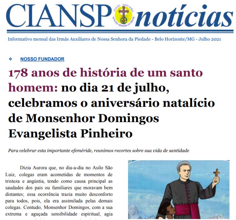 CIANSP Notícias: Reportagem destaca citação de Dom Pedro II sobre Monsenhor Domingos
